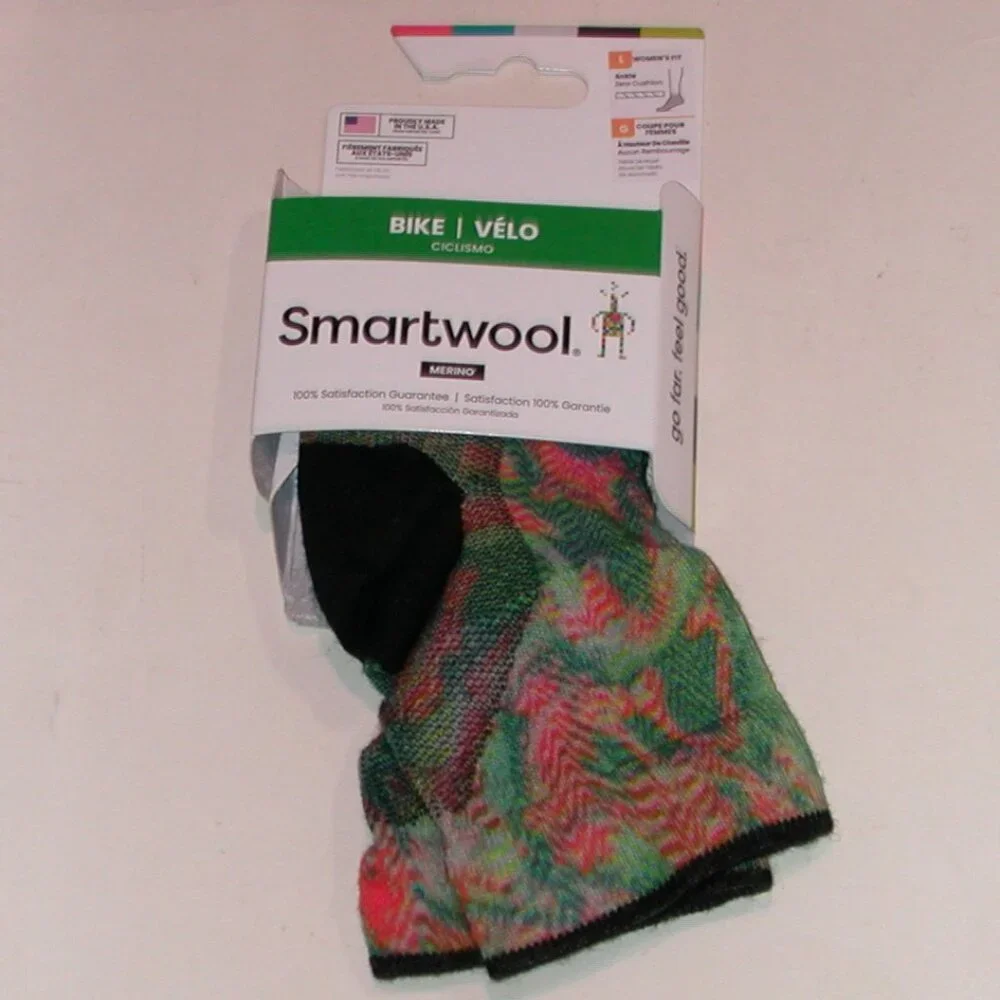 SmartWool Bike Zero Cushion Jungle Music Print Ankle Socks Women's LG Honey Gold